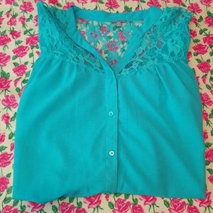 Turquoise Lace Blouse